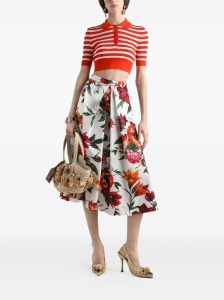 Dolce & Gabbana Flower-print pleated poplin skirt - Img 2