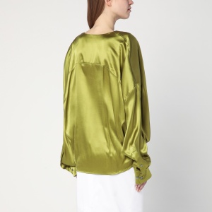 Dries Van Noten Loose olive green blouse in silk - Img 2