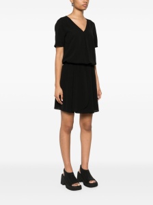 Emporio Armani Short dress with gathered waist and belt in flowing crepe - Img 3