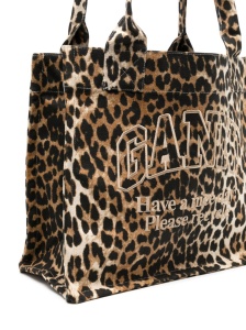 Ganni large leopard-print canvas tote bag - Img 3