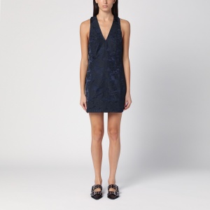 GANNI Navy blue mini dress with knot detail