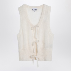 GANNI White mohair lace-up vest