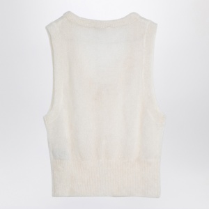 GANNI White mohair lace-up vest - Img 2
