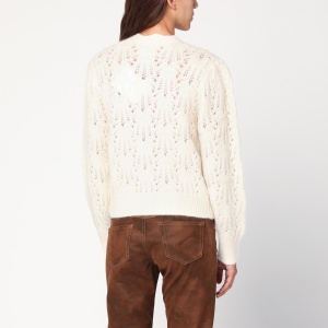 ISABEL MARANT Étoile Openwork écru alpaca-blend cardigan - Img 2