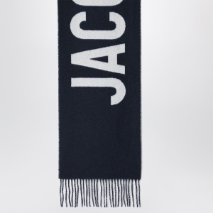 JACQUEMUS Navy blue wool scarf with logo - Img 2