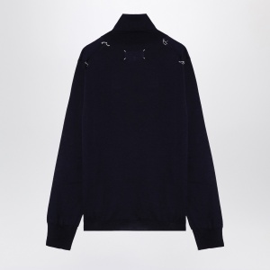 Maison Margiela Turtleneck pullover in navy wool - Img 2