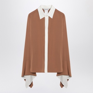 Max Mara Camel silk colour-block shirt