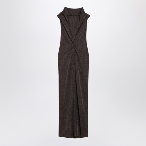 Max Mara Pianoforte Brown dress in viscose and lurex yarn - Img 2