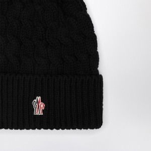 Moncler Grenoble Black wool hat with pom pom - Img 2