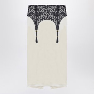 Moschino Ivory midi skirt with illusion lace print