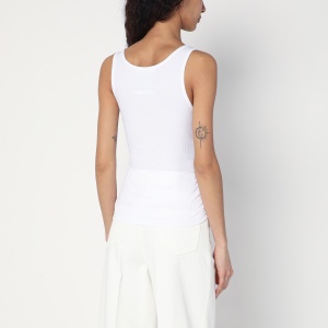Moschino White tank top in cotton with laces - Img 2