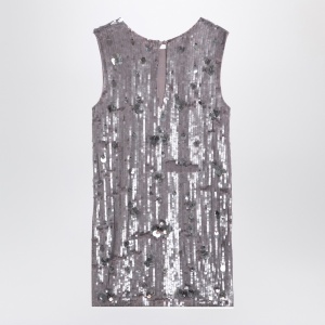 P.A.R.O.S.H. Grey mélange mini dress with micro sequins - Img 2