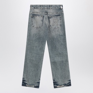 Represent Washed blue jeans with rips - Img 2