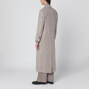 Tagliatore Beige double-breasted herringbone coat - Img 2