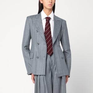 THE ANDAMANE Shannon grey pinstriped double-breasted jacket