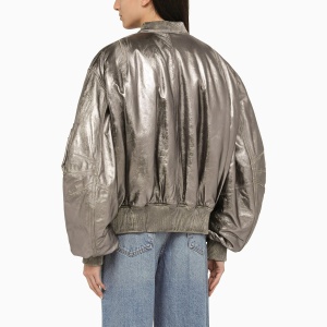 The Attico Anya silver leather bomber jacket - Img 2