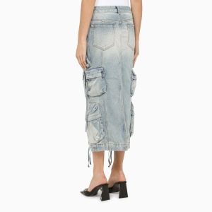 The Attico Blue denim cargo midi skirt - Img 2