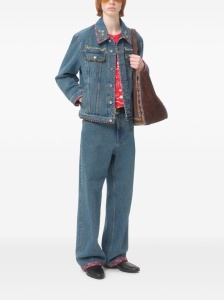 Valentino Bead-Embellished Floral-Trimmed Denim Jacket - Img 2