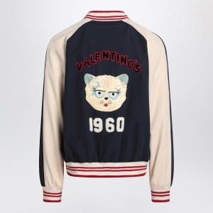 Valentino Blue/cream bomber with mixed wool VLogo - Img 2