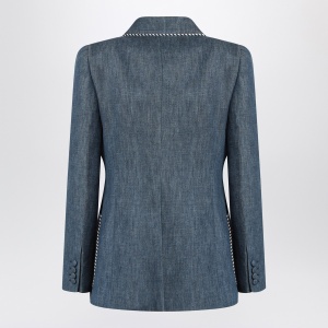 Valentino Double-breasted blue jacket in chambray denim - Img 2