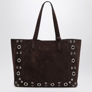 Valentino Garavani Medium Nellcôte Tote in Dark Brown Suede - Img 2