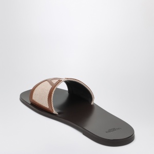 Valentino Garavani Viva Superstar brown canvas slide sandal - Img 2