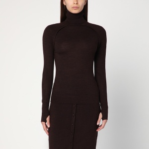 Victoria Beckham Brown turtleneck sweater in wool - Img 1