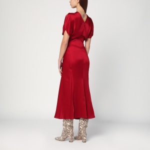 Victoria Beckham Fuchsia pink midi dress with gathered waist - Img 2