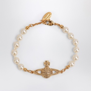 Vivienne Westwood Mini Bas Relief Pearl Bracelet Gold