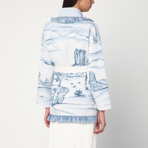 Alanui White/blue Silent Rider cardigan in wool - Img 2