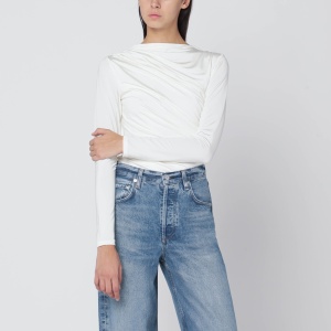 ANINE BING White jersey top with gathers