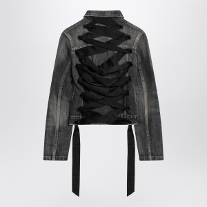 Balenciaga Dark grey denim jacket with laces - Img 2