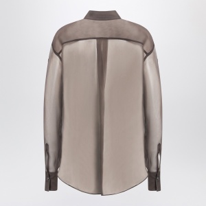 Brunello Cucinelli Brown shirt with Flora Appliqué in silk - Img 2