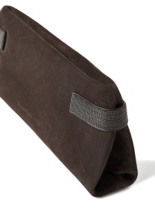 Brunello Cucinelli Essence pouch bag in suede with precious bands - Img 3