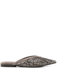 Brunello Cucinelli Flats Glistening Abstract Embroidery in suede