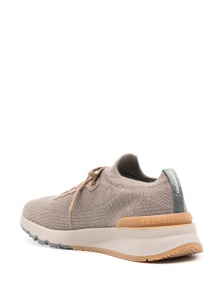 Brunello Cucinelli Runners in wool and semi-gloss calfskin - Img 2