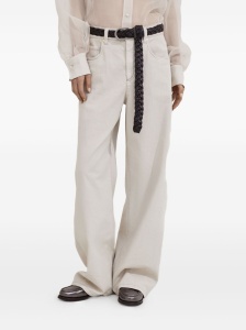 Brunello Cucinelli Stretch dyed denim loose barrel trousers with monili - Img 3