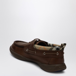 Burberry Brown Loafers with Check Trim - Img 2