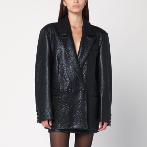 Cassell Black double-breasted leather jacket