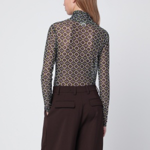 Dries Van Noten Semi-transparent green print turtleneck jumper - Img 2