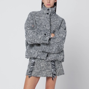 Durazzi Milano Black/white patterned wool-blend bomber