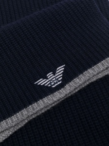 Emporio Armani ribbed knit embroidered logo scarf & beanie set - Img 3