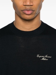 Emporio Armani Wool Blend Crewneck Sweater with Logo - Img 2