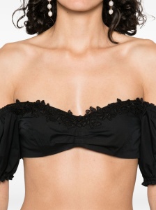 Ermanno Scervino Off-shoulder Lace detail cotton top - Img 4