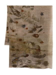 Faliero Sarti Leaf-print frayed scarf