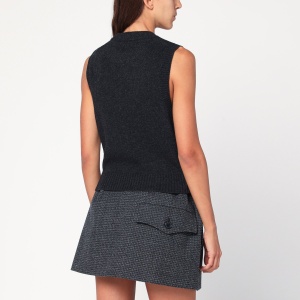GANNI Dark grey Rose wool-blend vest - Img 2