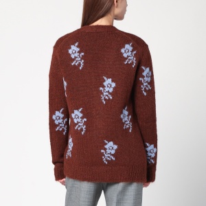 Jil Sander Brown cardigan with floral inlay - Img 2