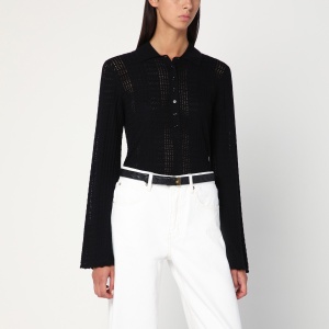 LouLou De Saison Black polo shirt in wool and cashmere blend