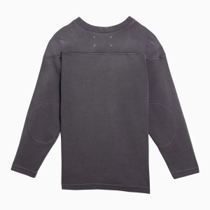 Maison Margiela Aubergine-coloured cotton sweater with logo - Img 2