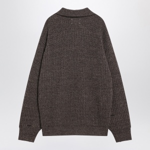 Maison Margiela Brown wool sweater with zip - Img 2